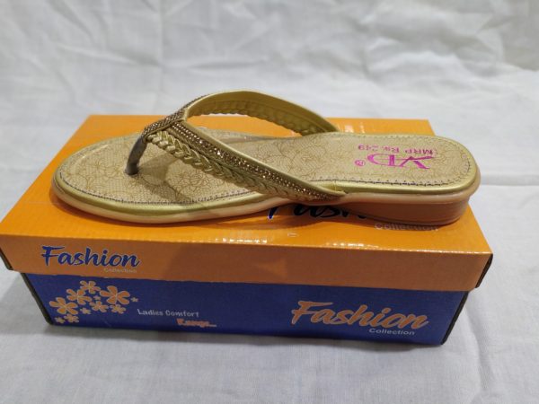 Women Ladies Golden Flat Sandal