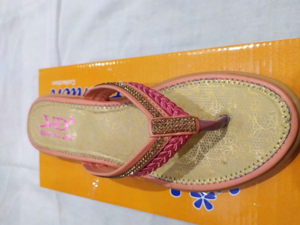 Women Ladies Golden Flat Sandal - Image 2